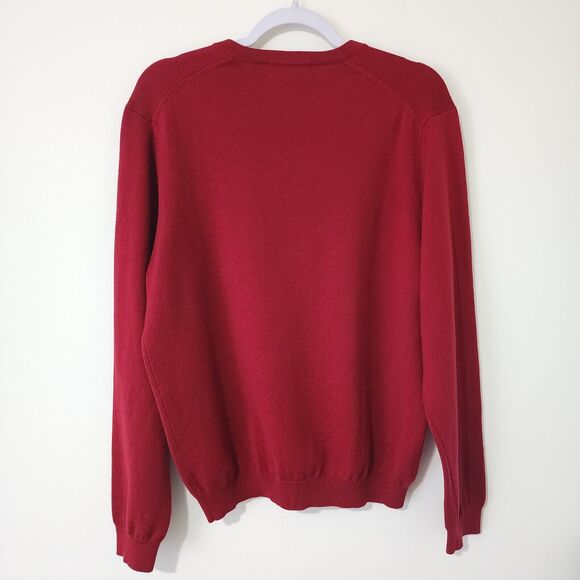 Brooks Brothers Stretch Mens Wool-Blend V-Neck Pullover Sweater Red Size M - Picture 2 of 8